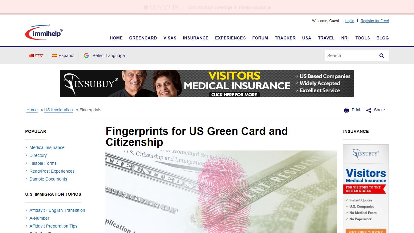 Fingerprints for US Green Card and Citizenship - Immihelp