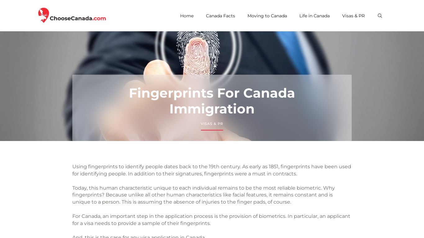 Fingerprints For Canada Immigration